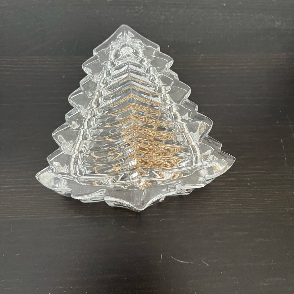 Elegant Clear Glass Christmas Tree Dish